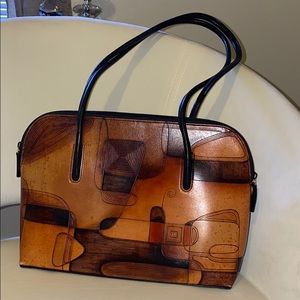 Stamped Italian Leather Shoulder Bag